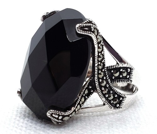 Ring onyx marcasite - onyx, 8